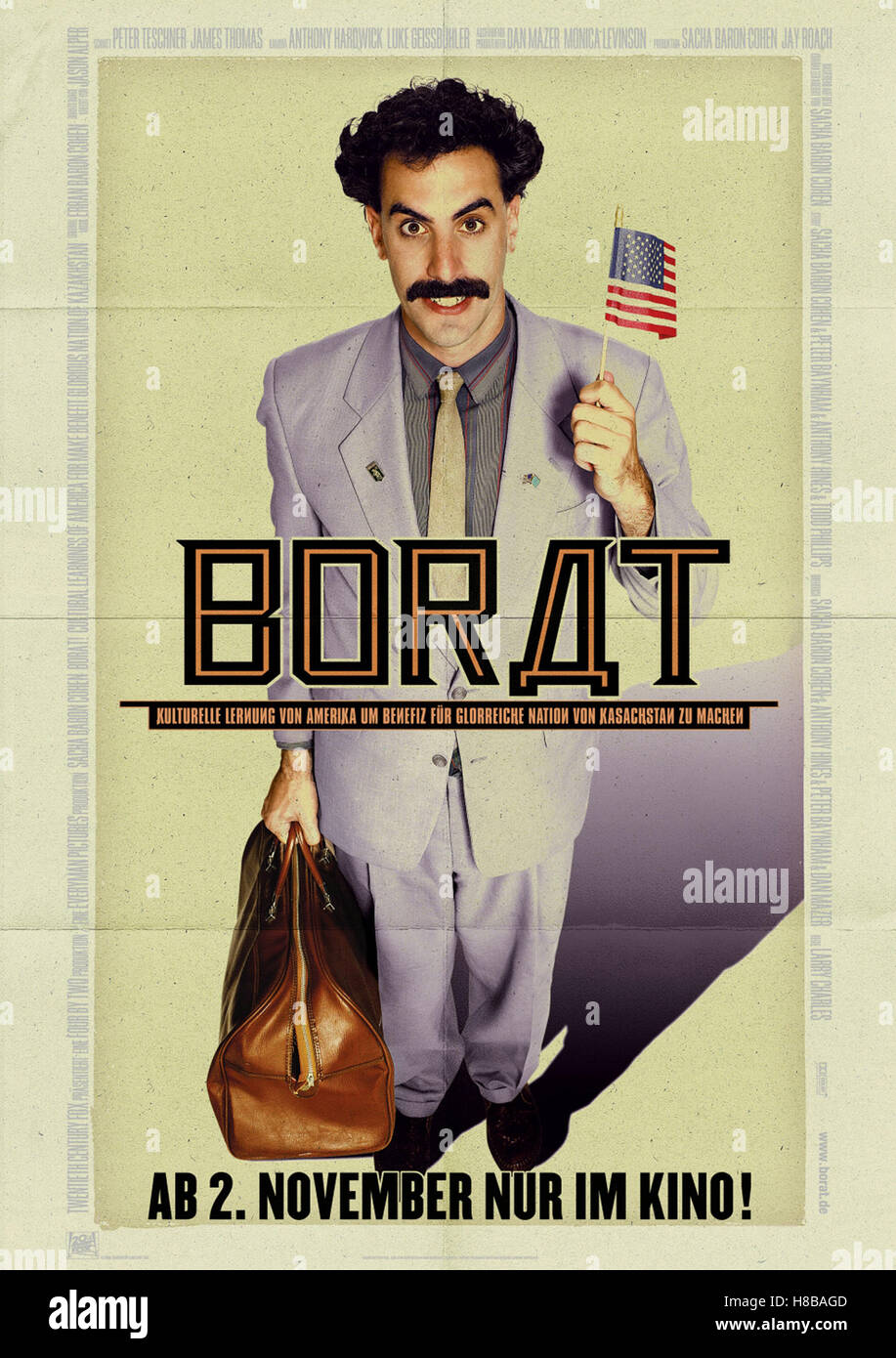 Borat, (BORAT: CULTURAL LEARNINGS OF AMERICA FOR MAKE BENEFIT GLORIOUS NATION OF KAZAKHSTAN) USA 2006, Regie: Larry Charles, SACHA BARON COHEN, Key: Plakat, , Verleih: Fox Stock Photo