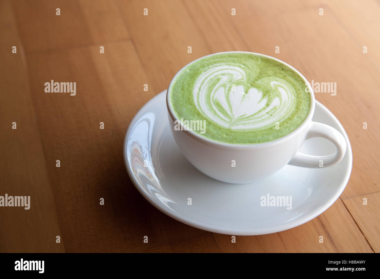 Hot Matcha Latte Stock Photo