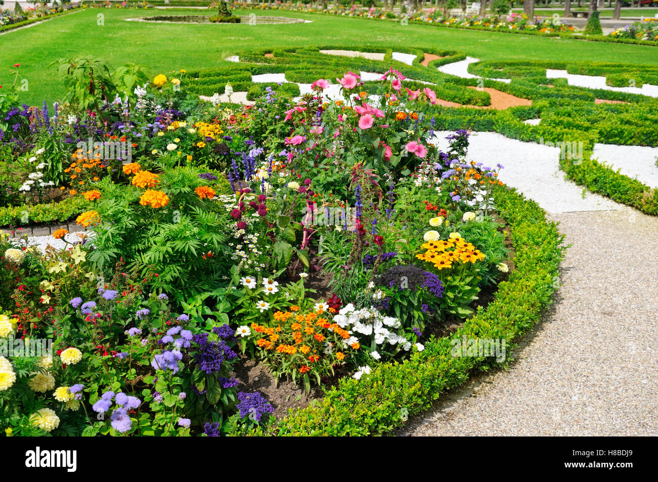 delightful flower bed in the summer park Stock Photo - Alamy
