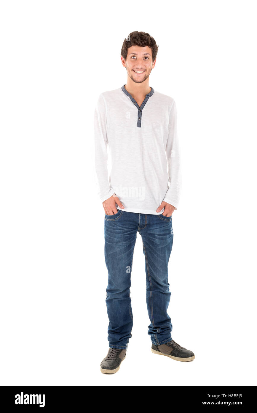 Casual young man posing isolated in white Stock Photo - Alamy