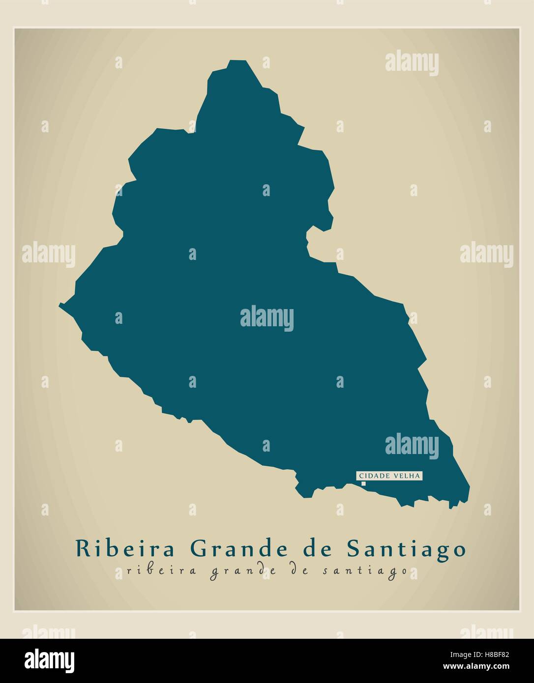 Modern Map - Ribeira Grande de Santiago CV Stock Vector