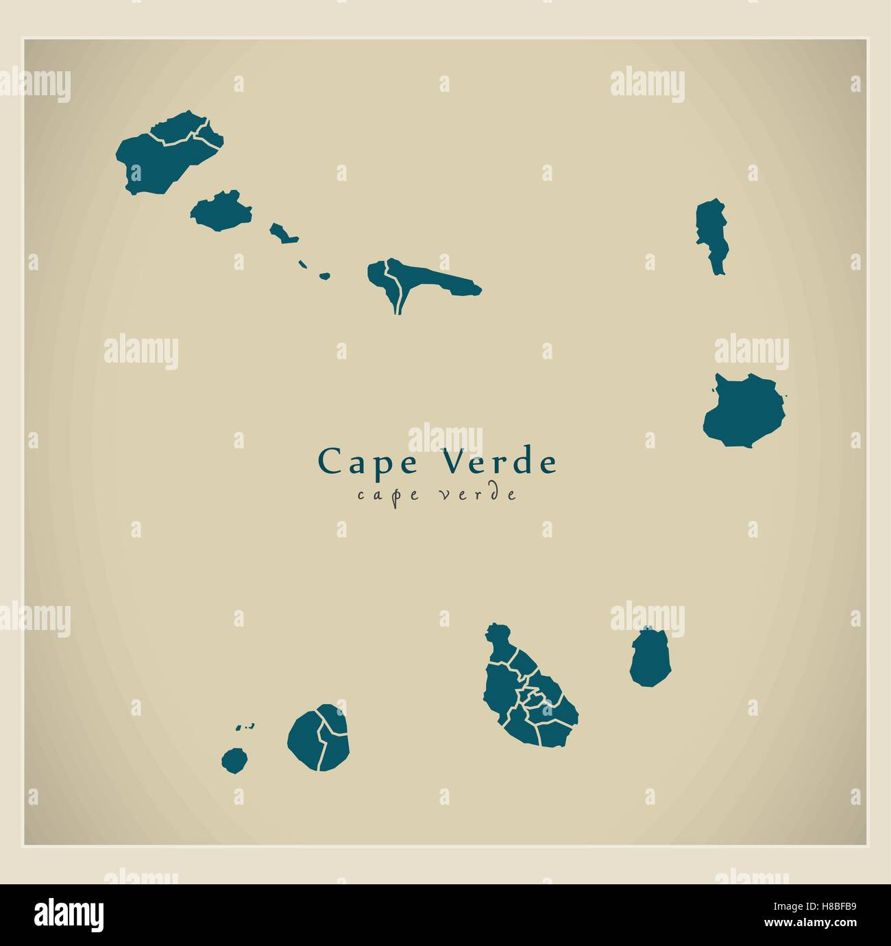 Modern Map - Cape Verde with municipalities CV Stock Vector