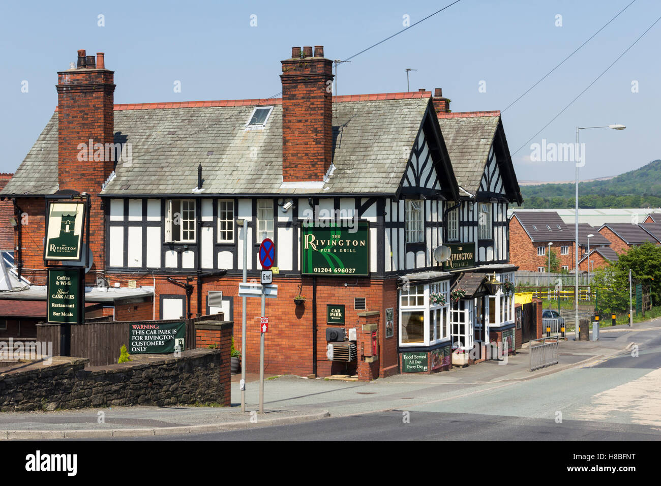 The Rivington pub and grill restaurant, formerly The Ridgeway Arms, on  Station Road in Blackrod, near Bolton, Lancashire Stock Photo - Alamy