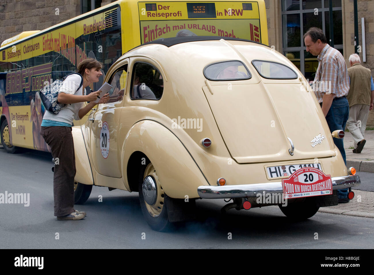 Germany, participant of a vintage car rally, a Hanomag car model Autobahn, built from 1938 till 1941. Stock Photo