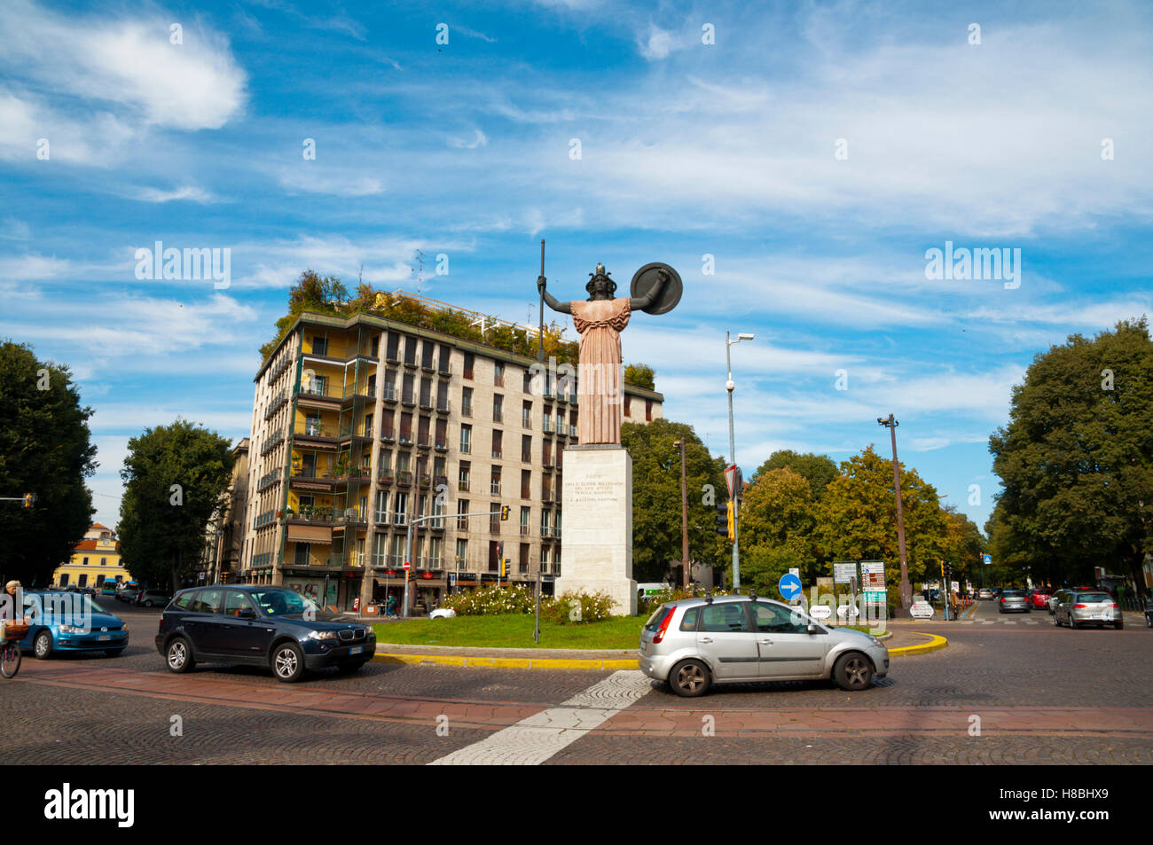 Statua della Minerva, Piazzale Minerva, Pavia, Lombardy, Italy Stock Photo