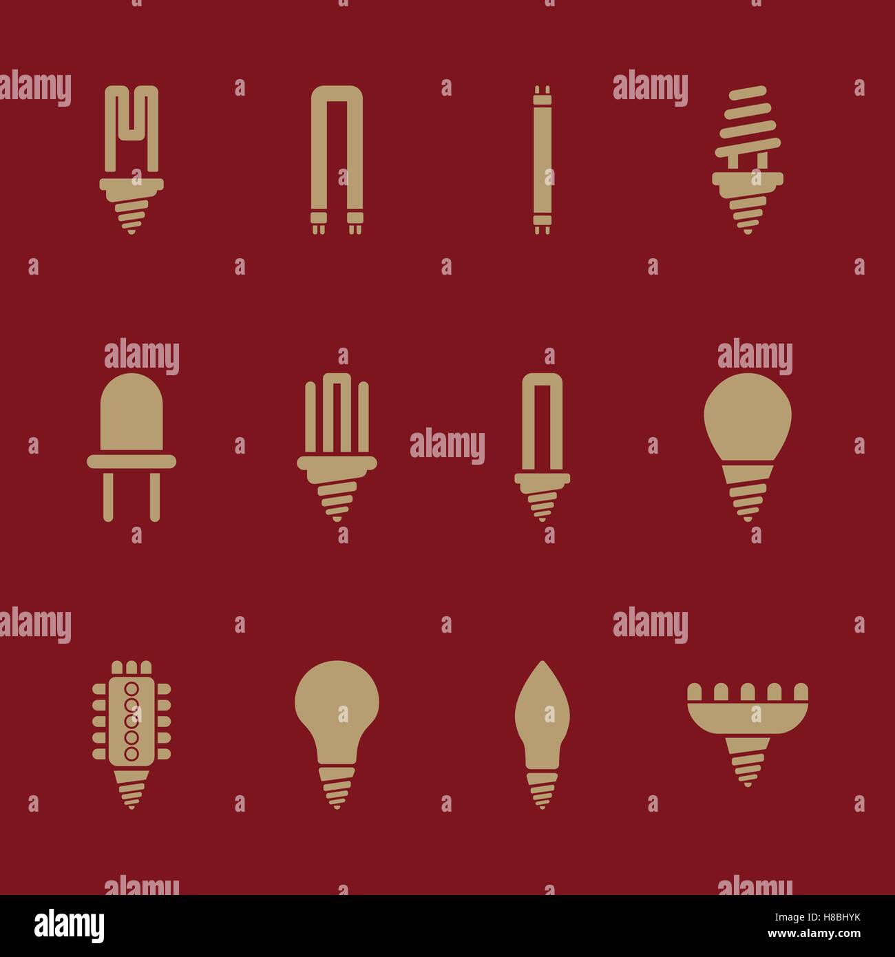 The light bulb icon, set of 12 icons. Lamp and bulb, lightbulb symbol.UI. . Logo. Sign. Flat