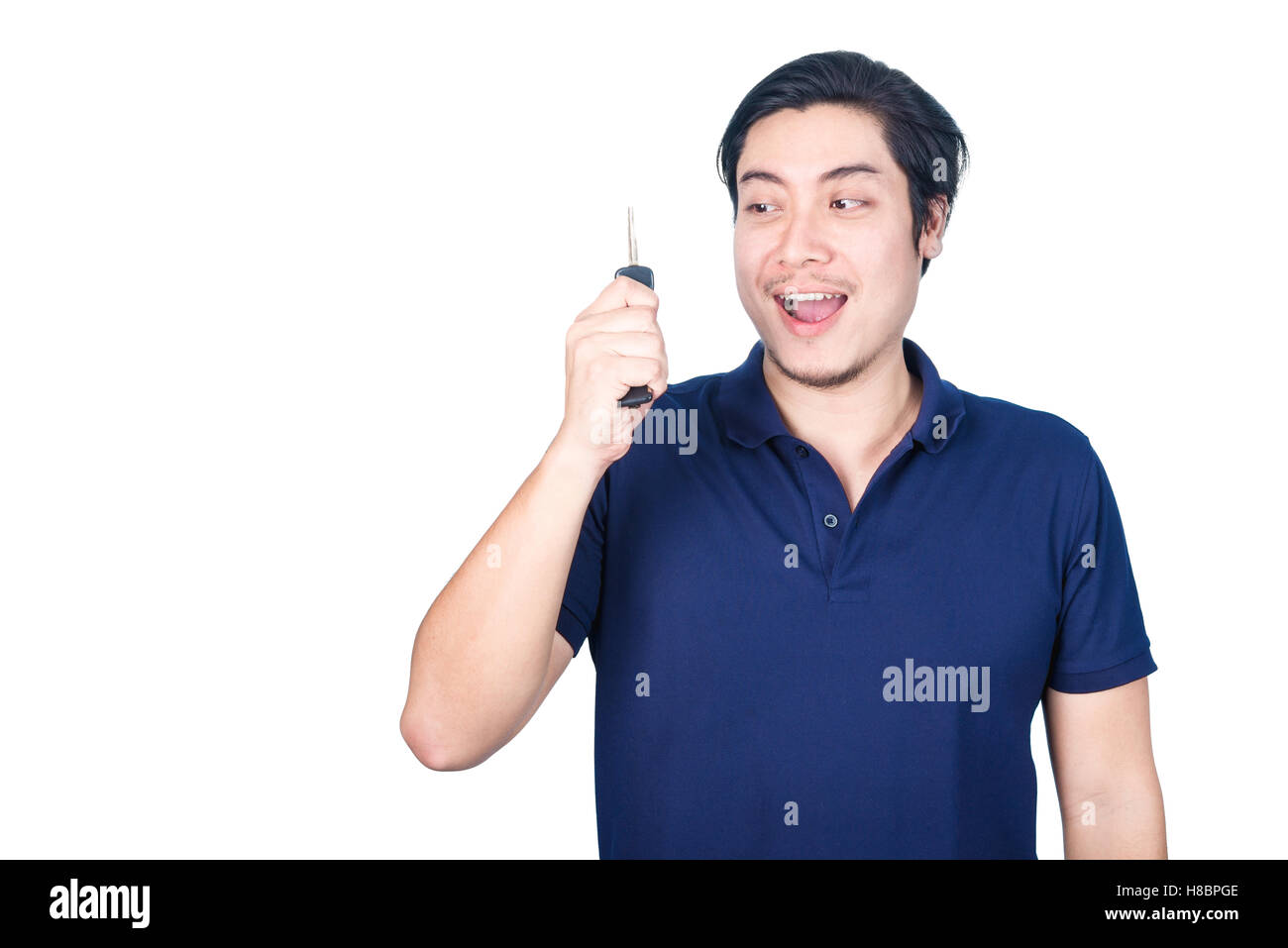 Asian handsome man holding, showing the keys of his new car, isolated ...