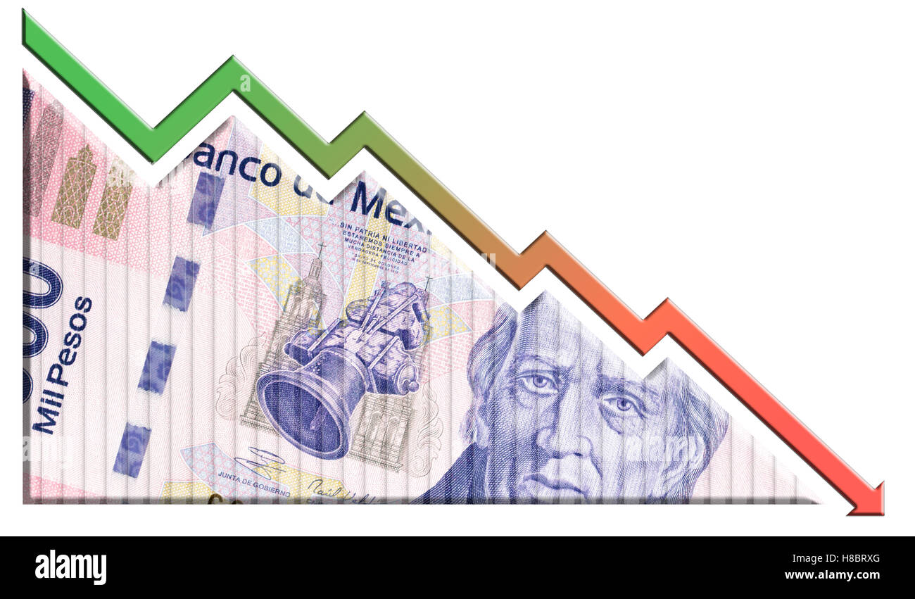 A money bill looking like a declining graph with an downward pointing ...