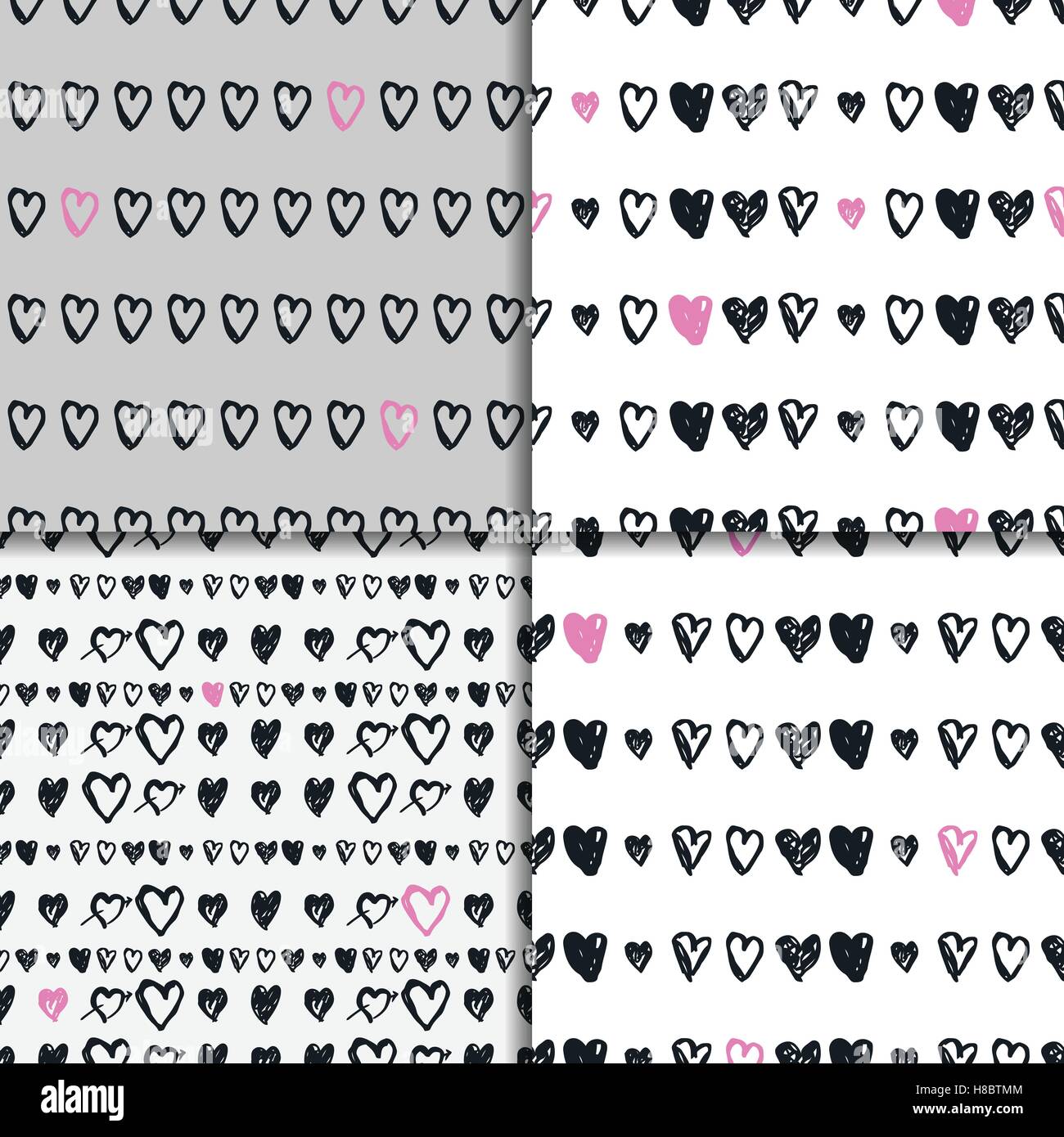 Doodle seamless pattern set with hearts Stock Vector Image & Art - Alamy