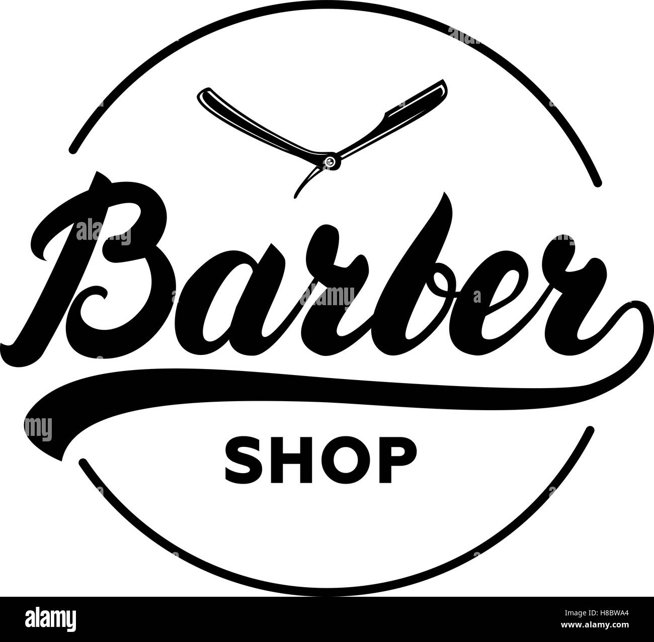 Barber shop hand written lettering caligraphy logotype.