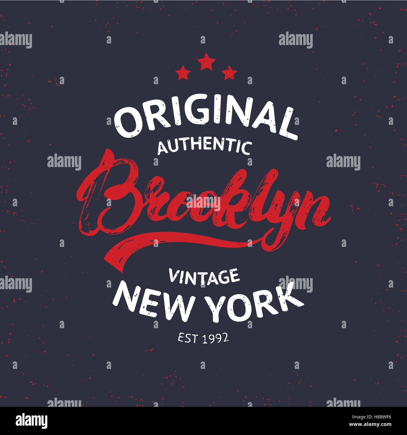 Vintage Brooklyn label. Quality tee print. Brooklyn hand written
