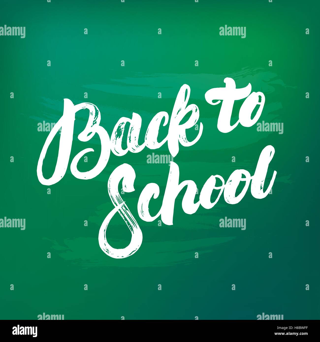 Back to school hand written lettering on green chalkboard background ...
