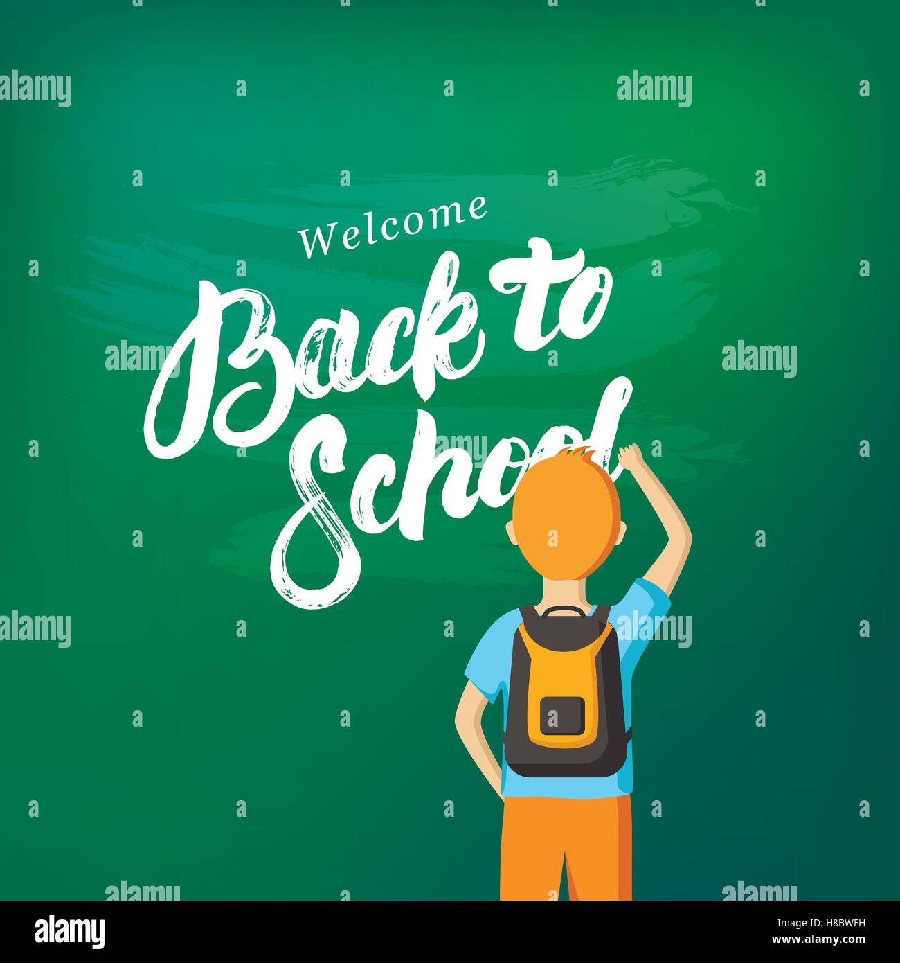 Back to School hand written lettering. Schoolboy writing on the ...