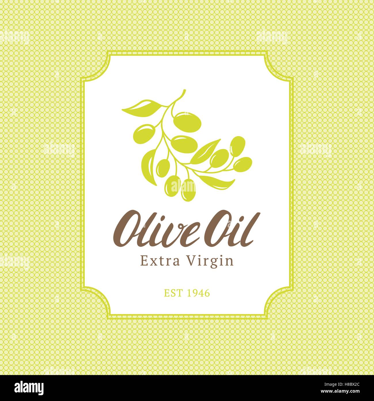 Extra virgin olive oil trade mark bottle or label with olive branche ...