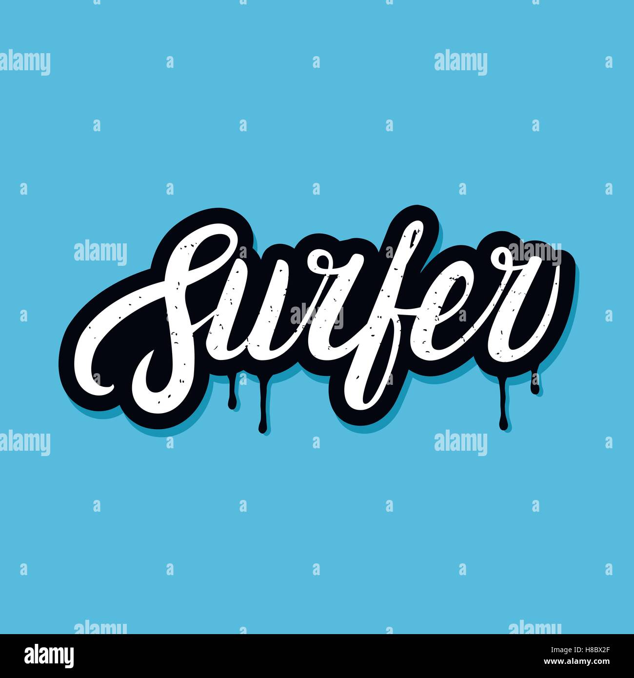 Surfer lettering for poster or tee print. White word with black shadow