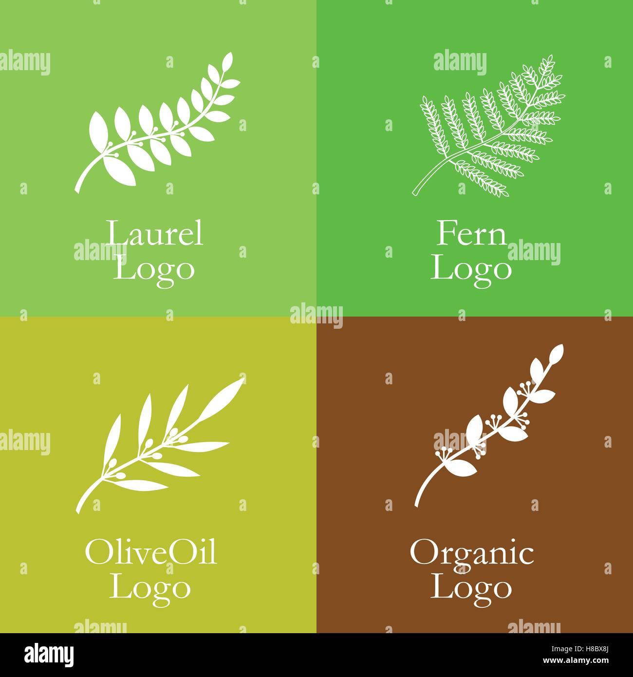 Set of flower style elements for labels and badges for organic food, on ...