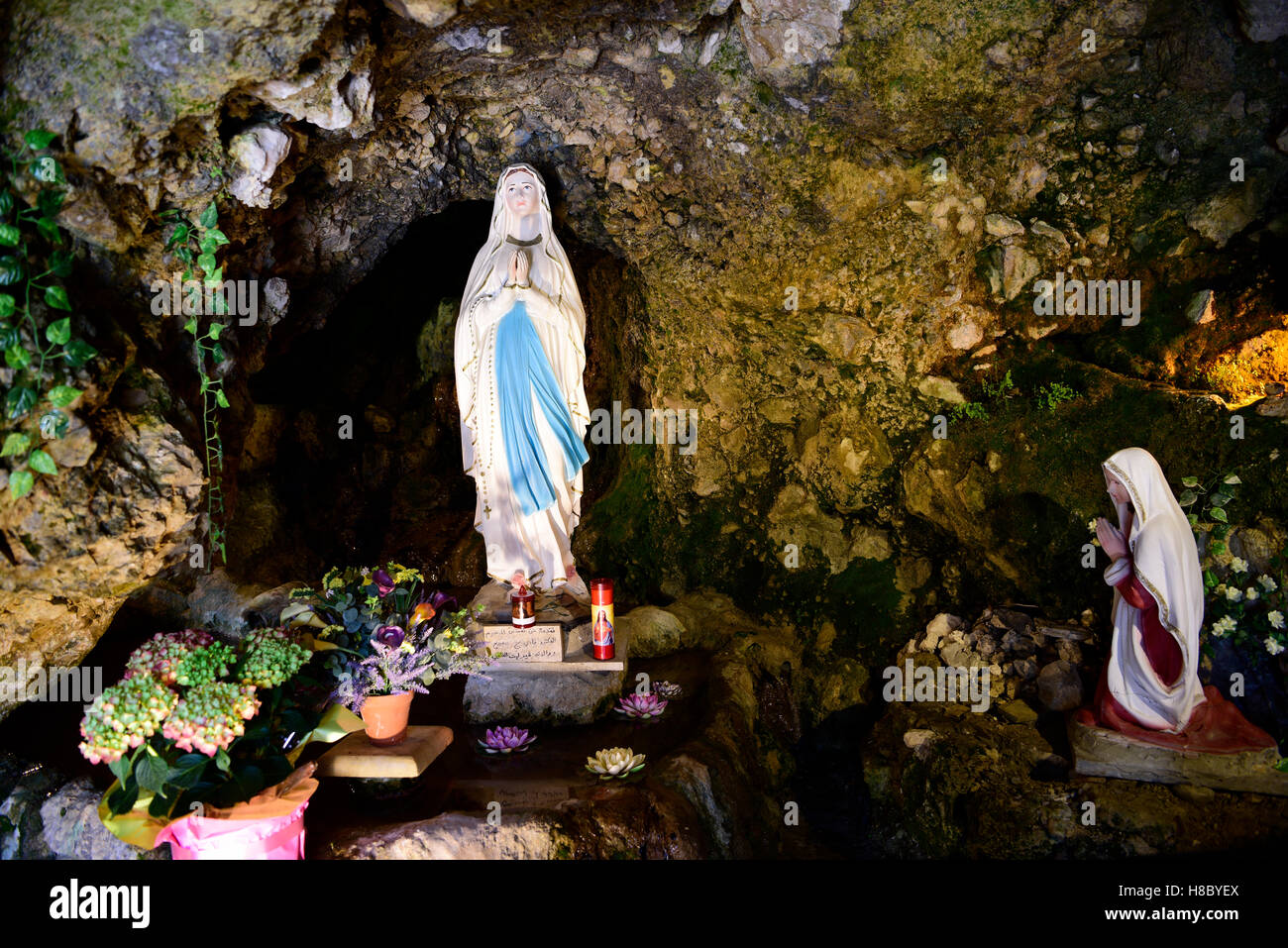 Notre Dame de Lourdes Grotto, Bcharre, northern Lebanon Stock Photo - Alamy