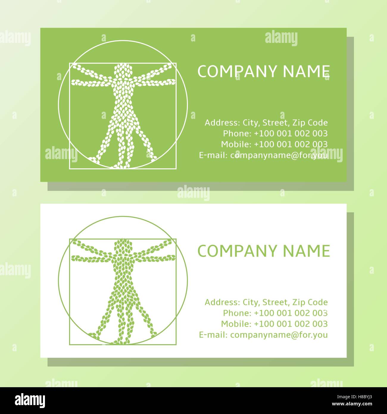 Business card template set. Ecological concept sign. Environment, eco