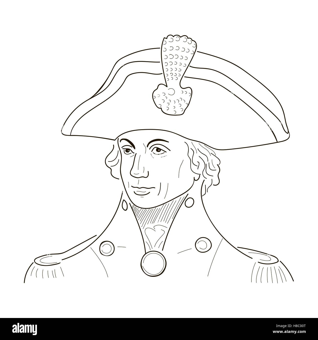 Vice Admiral Horatio Lord Nelson. Sketch illustration. Vector Stock Vector