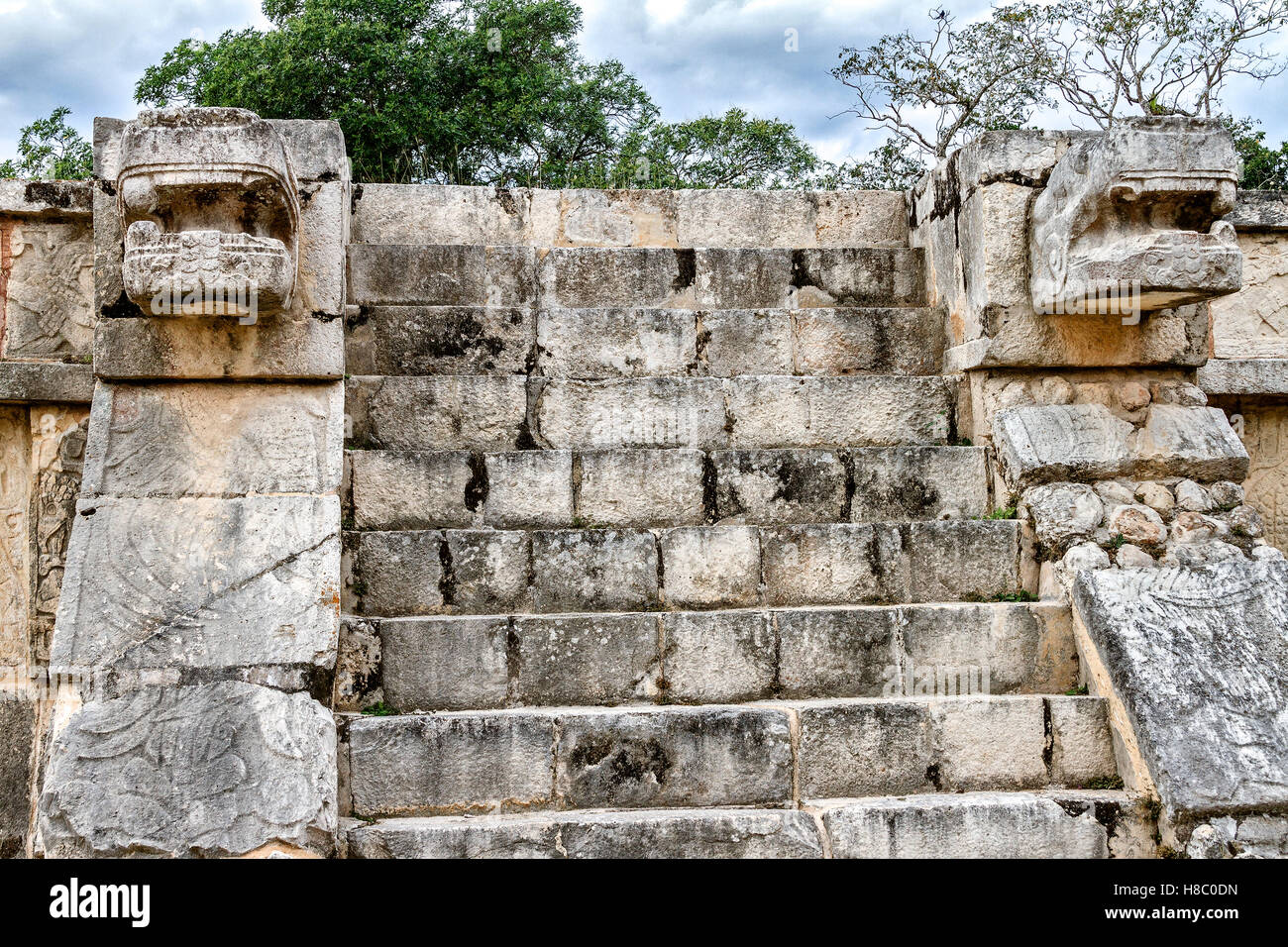 Platform of the Eagles and Jaguars Chichen  Itza Mexico Stock Photo