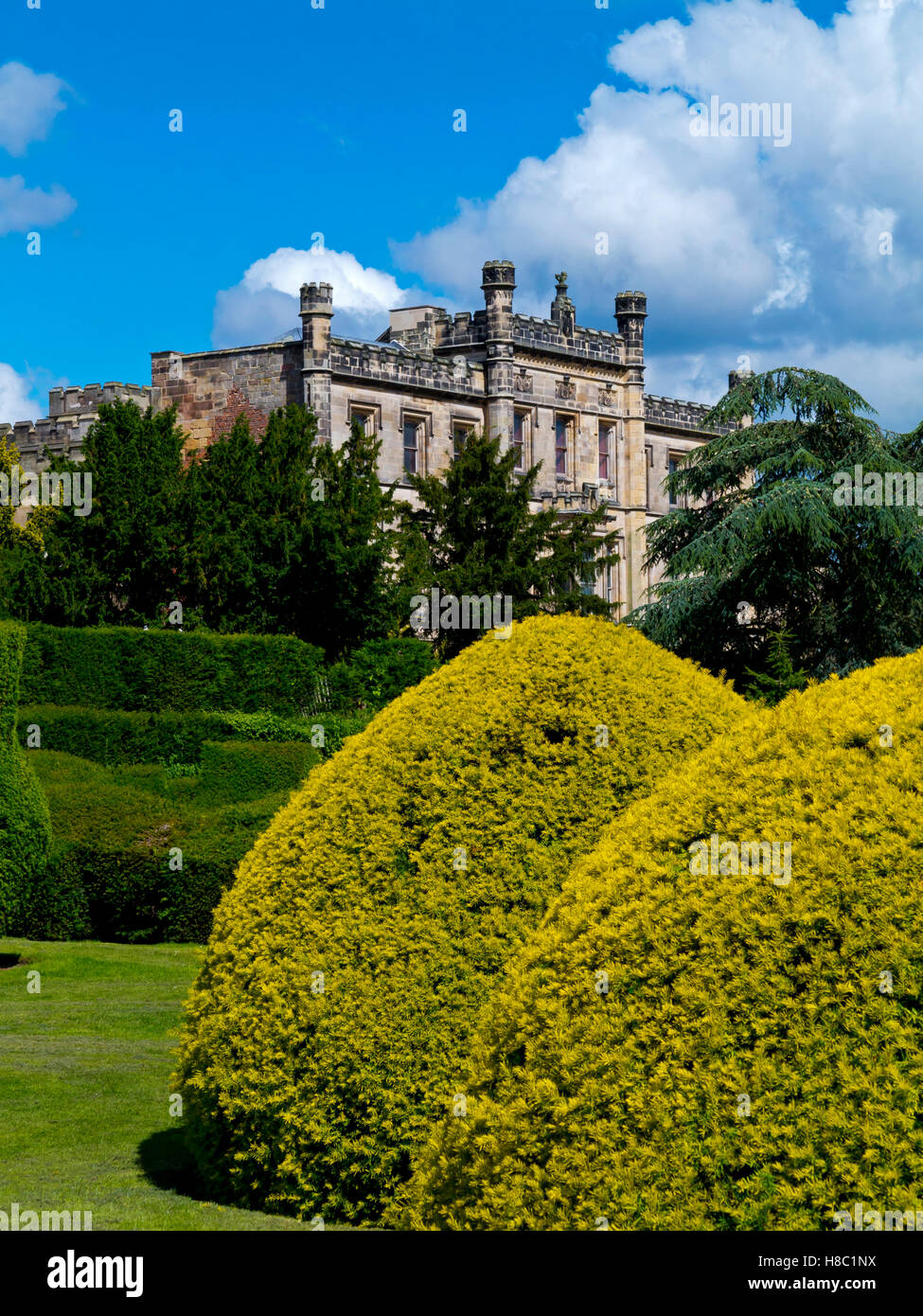 Topiary at Elvaston Castle a gothic revival stately home in grounds of Elvaston Country Park