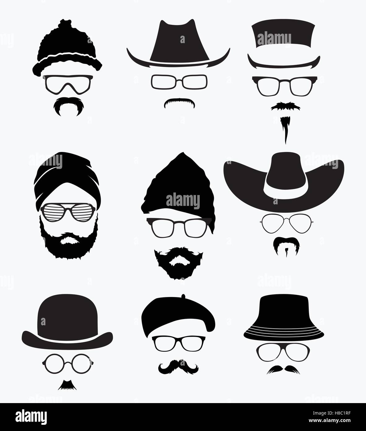 icons hairstyles beard and mustache hipster Stock Vector Image & Art ...