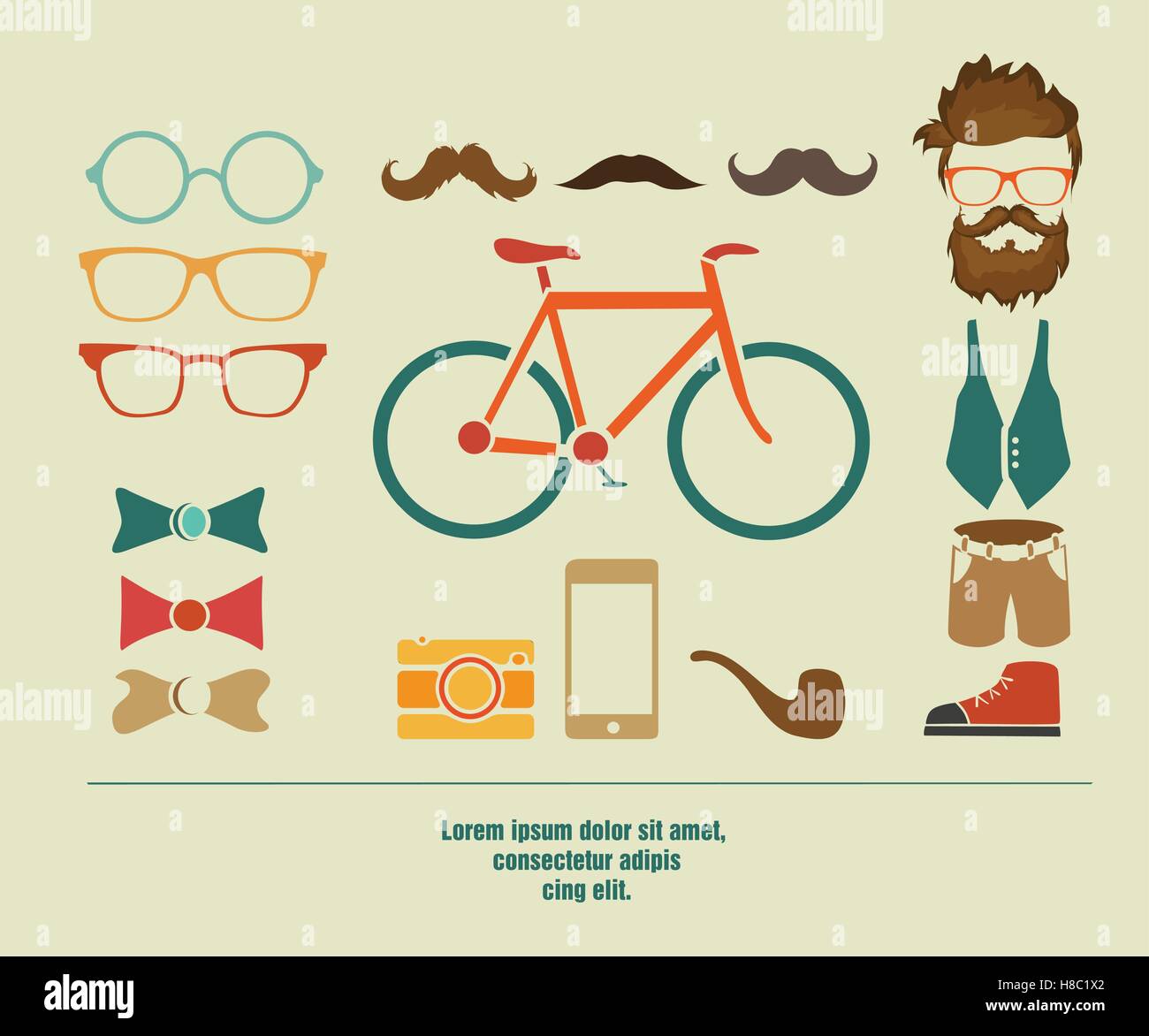 hipster style elements Stock Vector Image & Art - Alamy