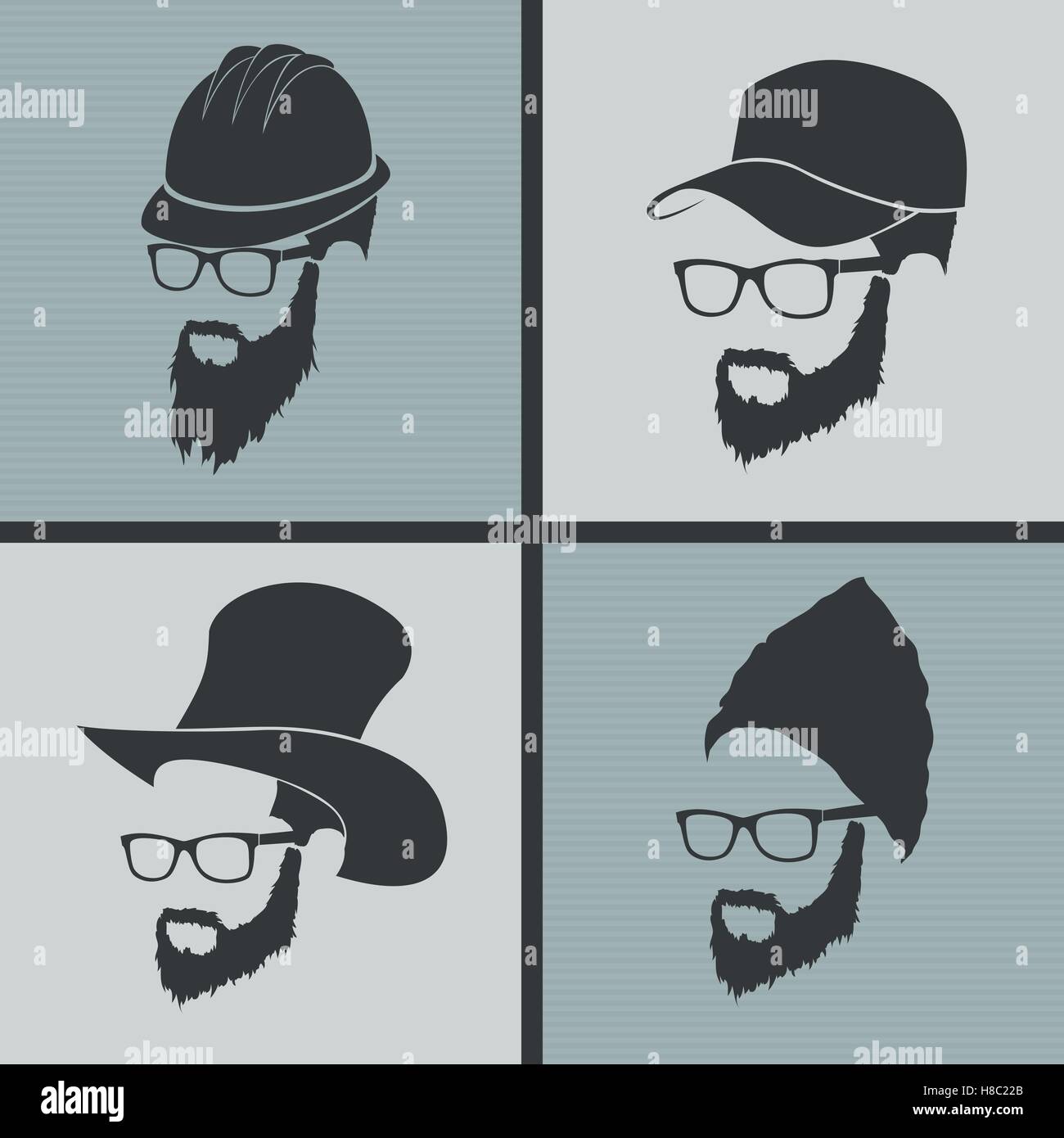icons hairstyles beard and mustache hipster Stock Vector Image & Art ...