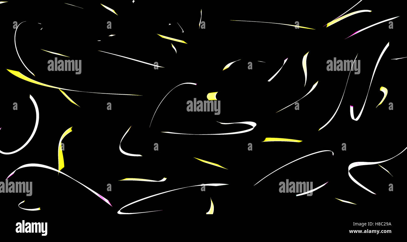 Yellow And White Strokes Of Light On Dark Background Abstract Design Stock Photo