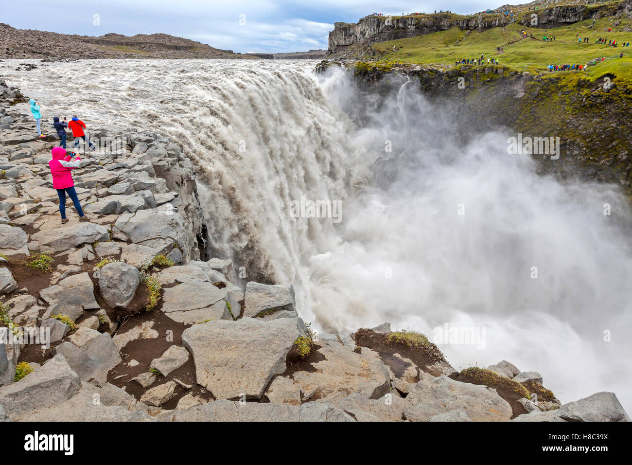 A view of Dettifoss Waterfall in Iceland from the West Side. Stock Photo