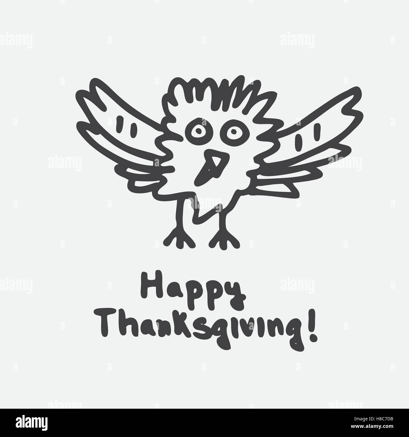 Happy Thanksgiving with Cartoon Turkey. Vector illustration. Stock Vector