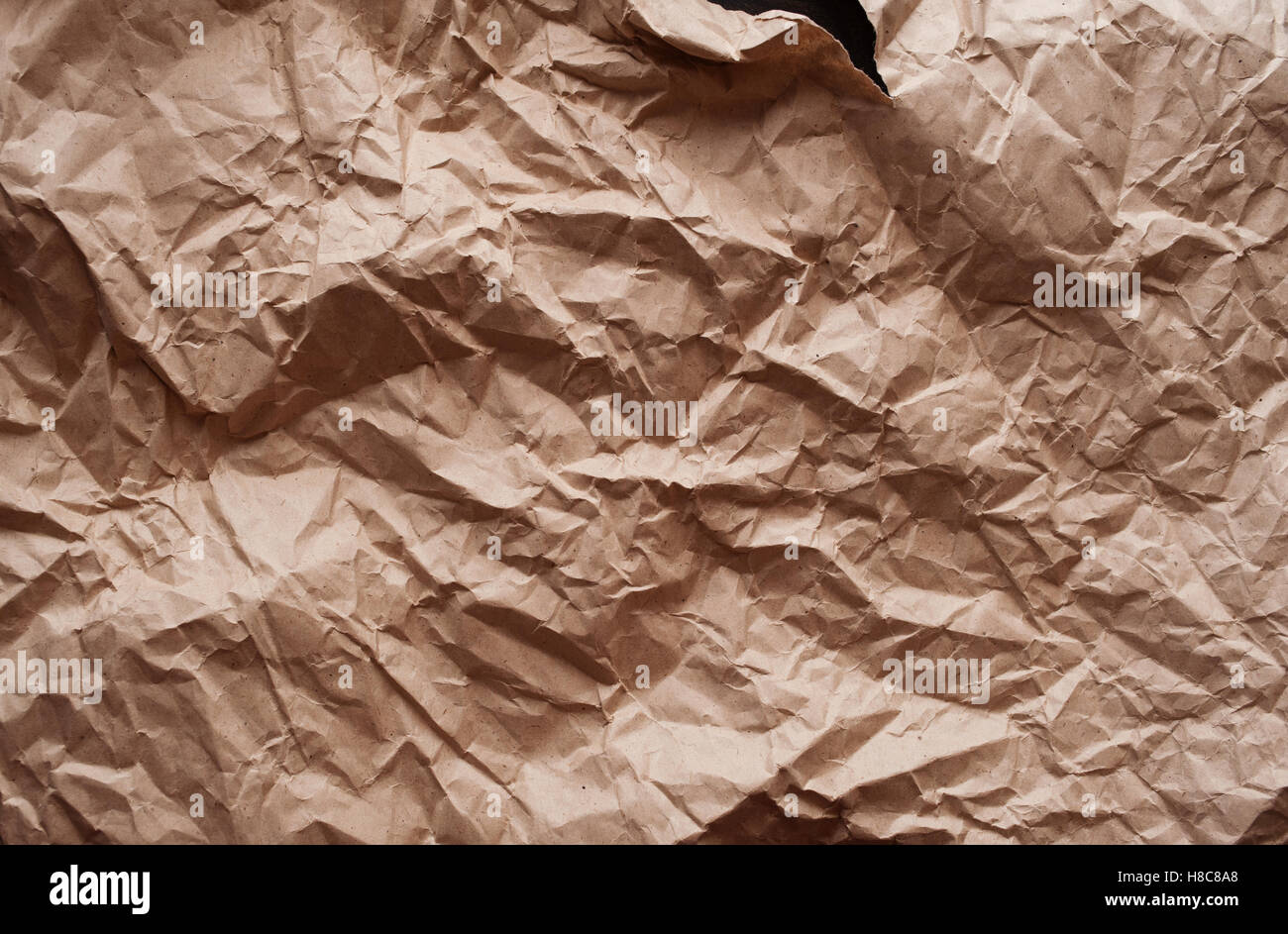 texture of wrinkled kraft paper for background Stock Photo