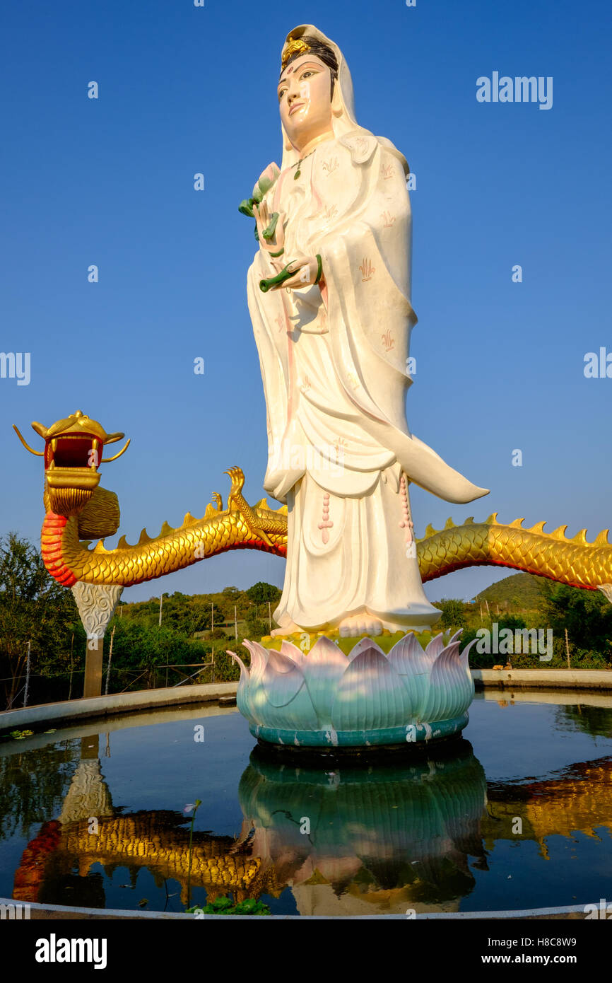 Statue of bodhisattva Guanyin goddess of mercy outside Pranburi south of Hua Hin, Thailand Stock Photo
