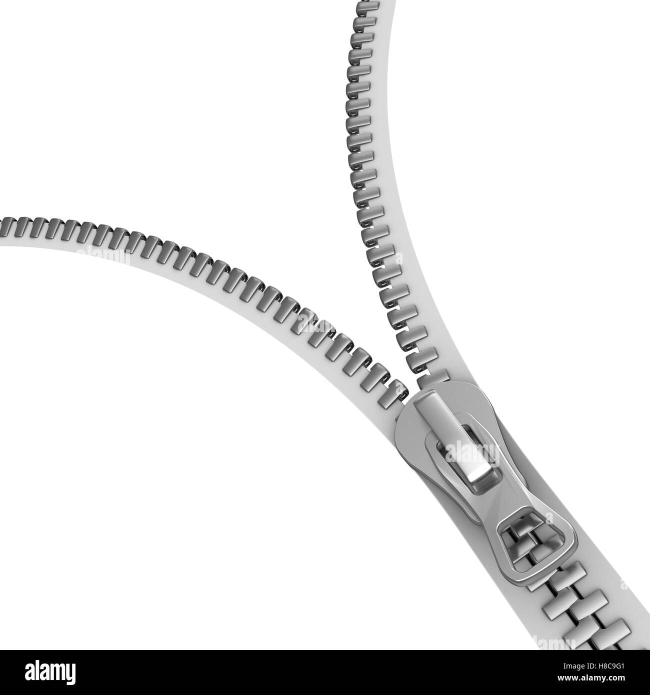 3d illustration of zipper over white color Stock Photo