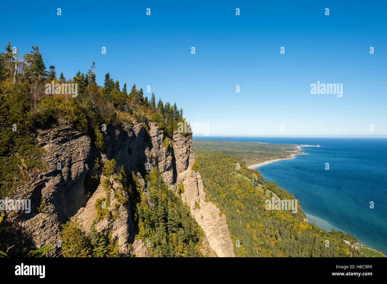 Cap-des-Rosiers as seen from Mont-St-Alban in Forillon National Park, Gaspe Peninsula, Quebec, Canada Stock Photo