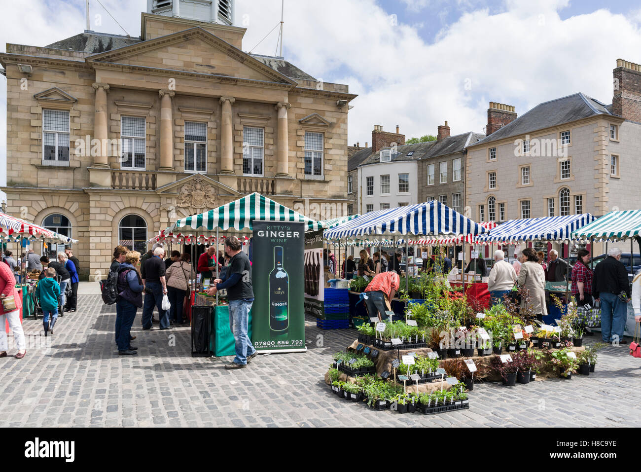 Kelso, Scotland, monthly farmers' market in market square Stock Photo