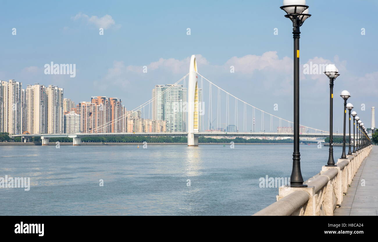 Bridge over Pearl River in Guangzhou city, Guangdong province, China Stock Photo