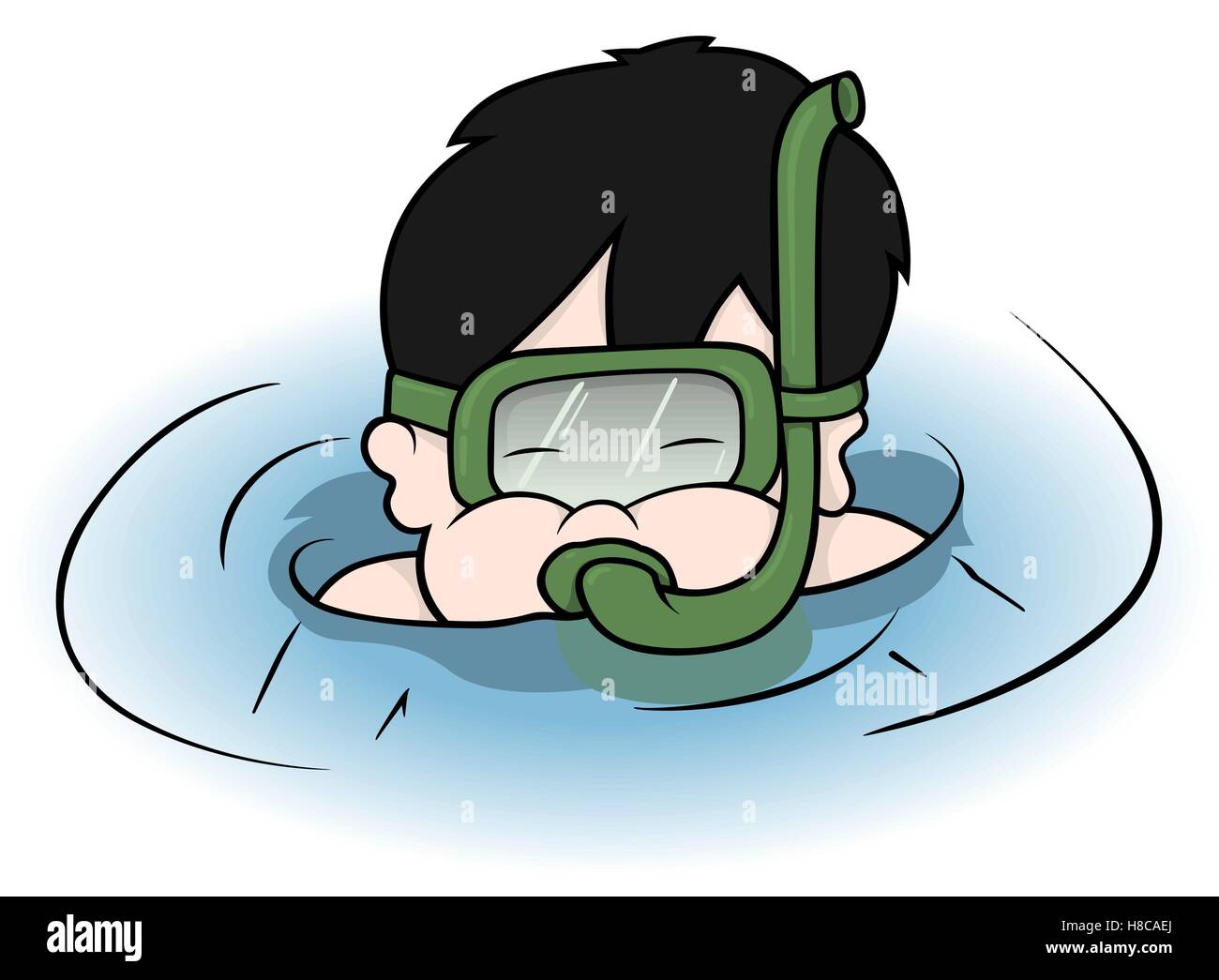 Cartoon illustration boy snorkeling mask hires stock photography and