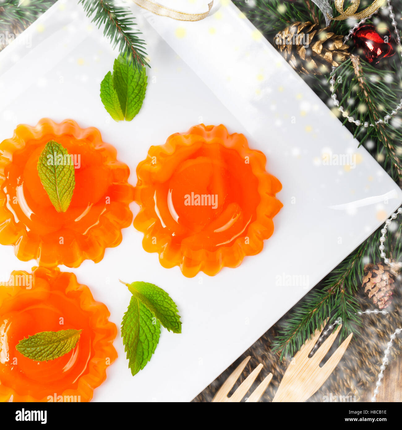 Mandarin Orange Jelly Christmas Desserts. Selective focus Stock Photo Alamy
