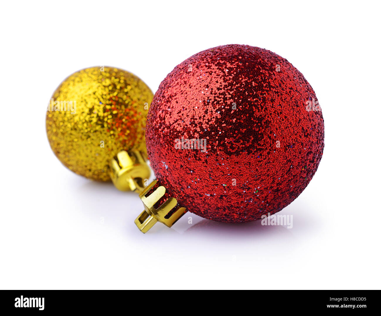 Red and golden Christmas balls isolated on white background Stock Photo ...
