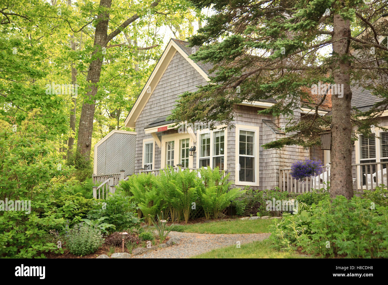 Shingle Cottage Inn At Sunrise Point Camden Maine Stock Photo