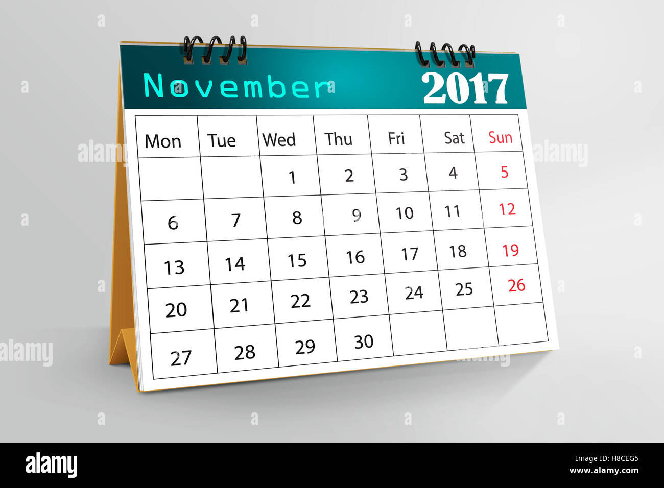 2017 calendar november hi-res stock photography and images - Alamy