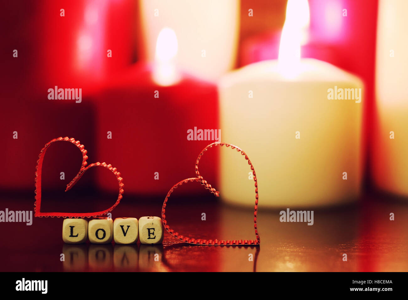 candlelight set love Stock Photo Alamy