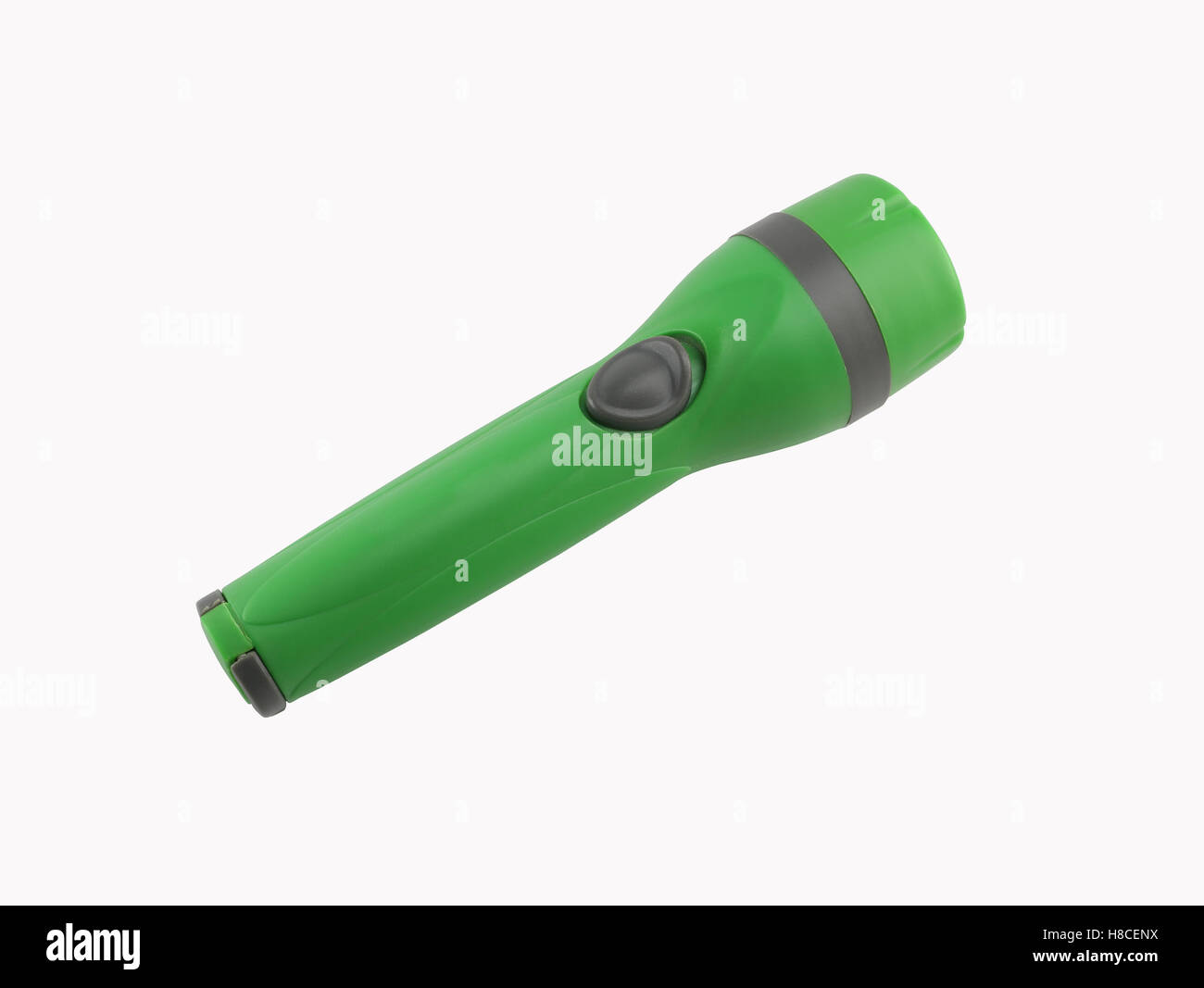Flashlight green isolated on white background and have clipping paths. Stock Photo