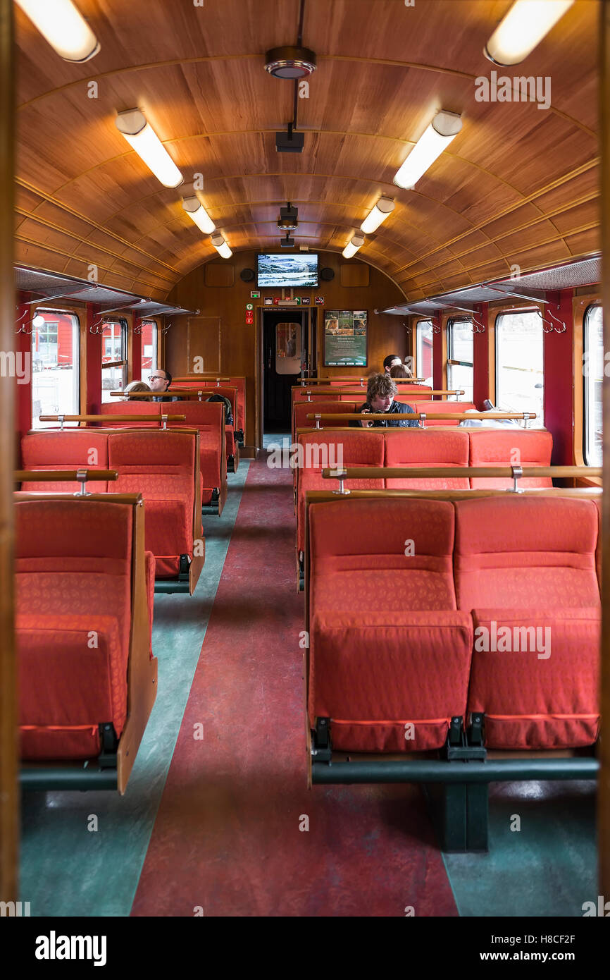 Retro railway wagon in Flam, Norway on May 03, 2013. Stock Photo