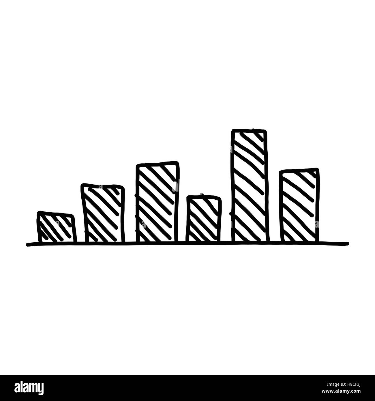 Hand drawn a business bar graph show to concept of data processing on the white background. Stock Photo