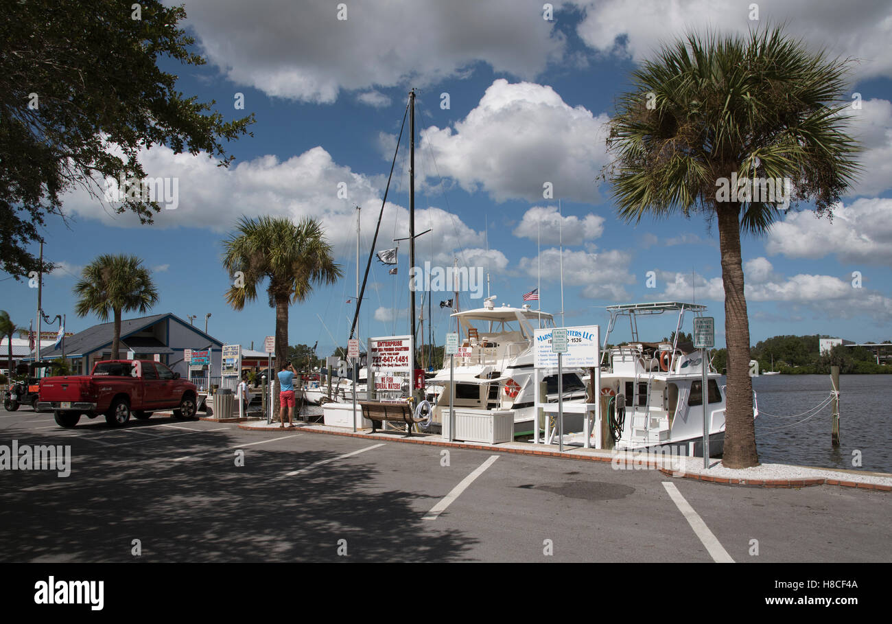 Tarpon Springs Florida USA Fishing boats on the city marina at Tarpon