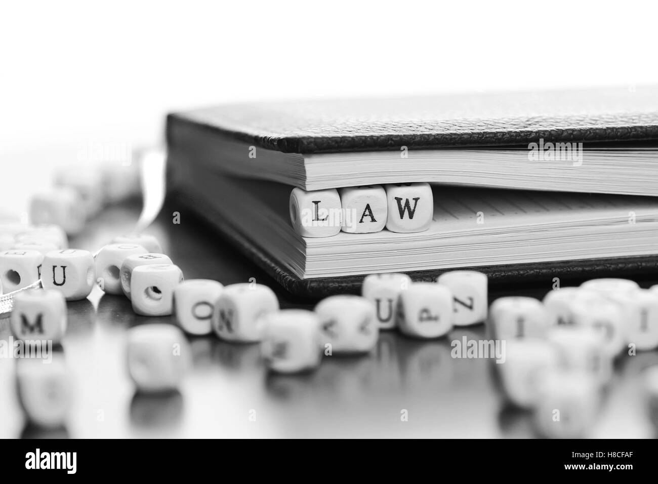 text justic on cube Stock Photo Alamy