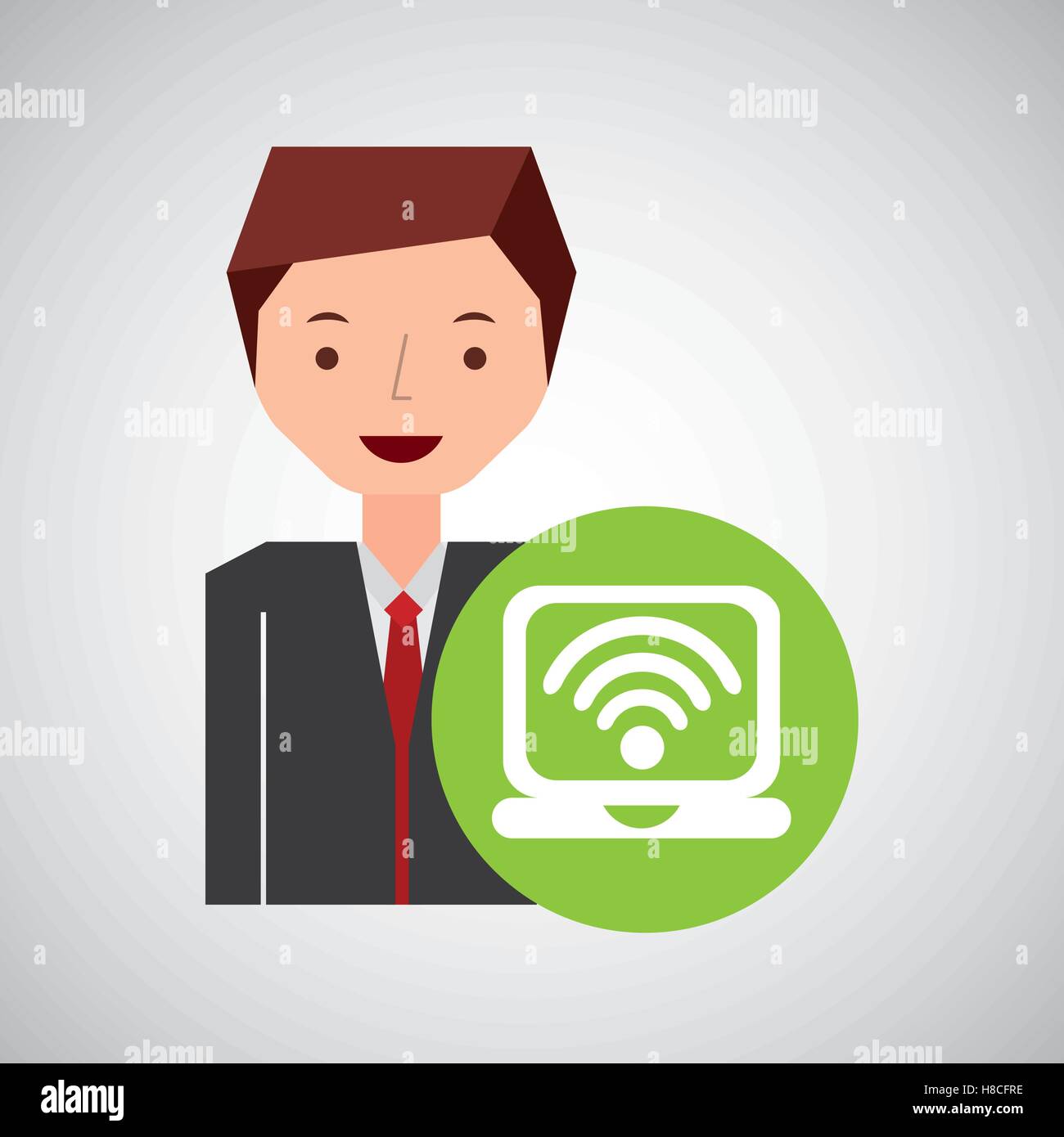 Cartoon Computer Wireless cartoon man technology wifi vector illustration eps 10 Stock Vector ...