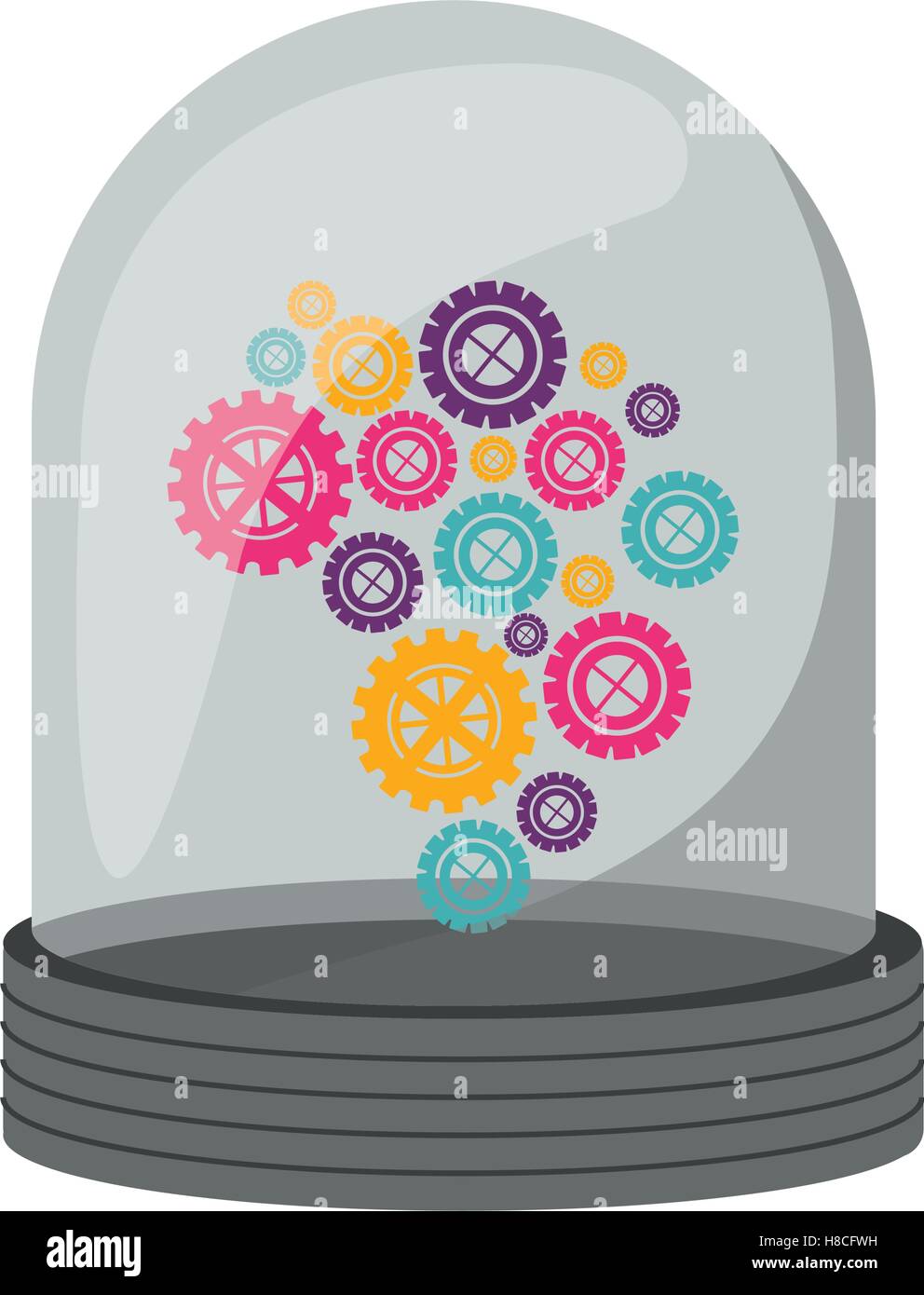 colorful robot with gears icon over white background. vector ...